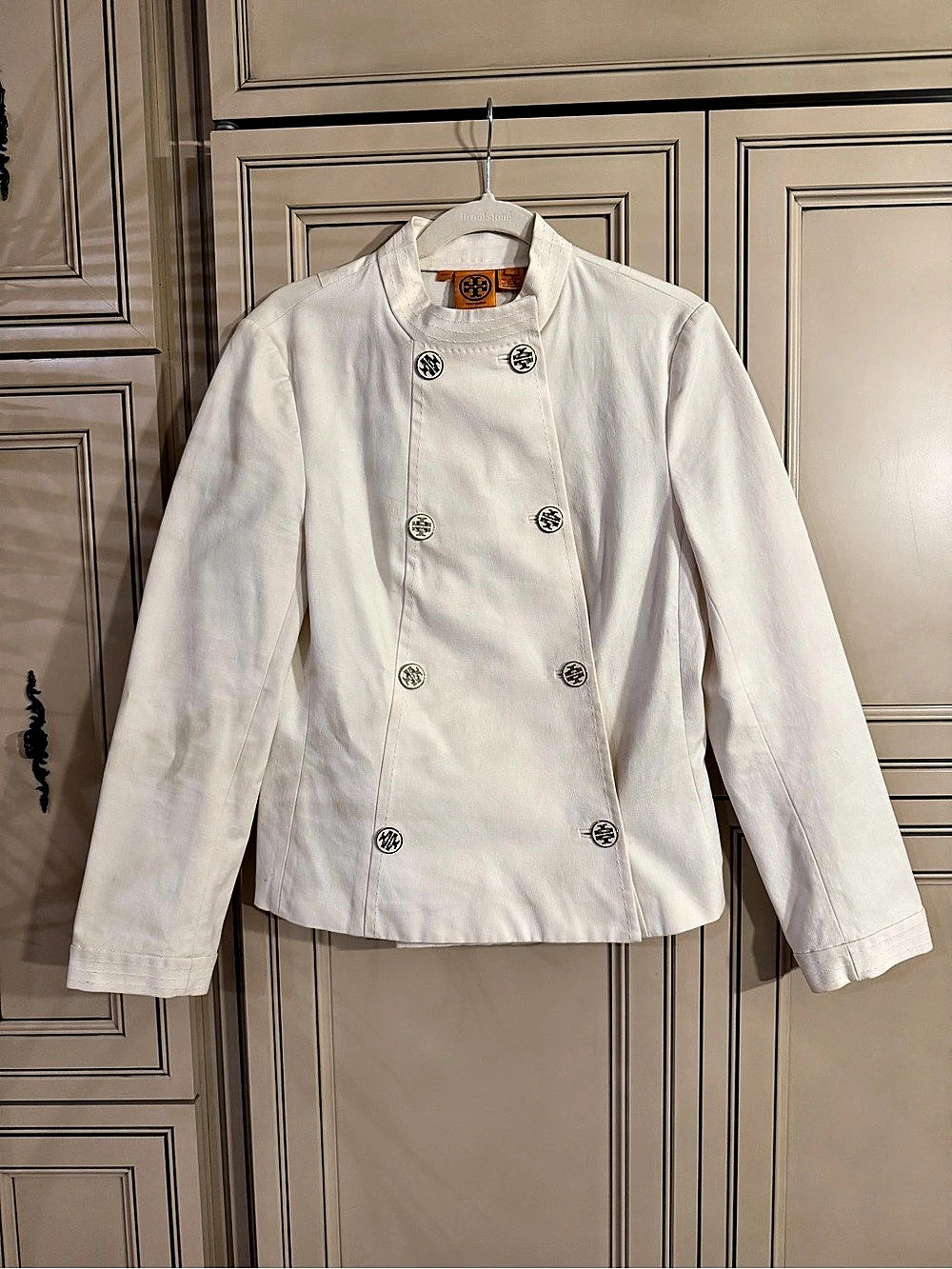 Authentic Tory Burch Double-Breasted Chef Jacket Coat Blazer Winter White Sz 12
